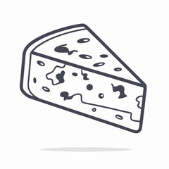 Line art drawing of a wedge of blue cheese
