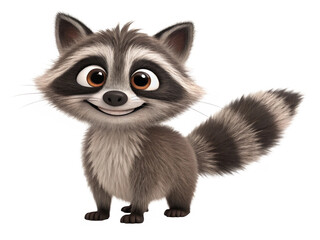 Fototapeta premium Adorable Cartoon Raccoon Character Friendly Mammal Cute Wildlife Illustration Digital Art