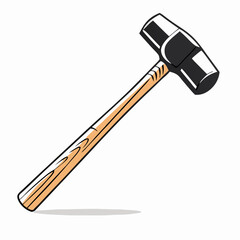 Sledgehammer illustration, wooden handle, black head