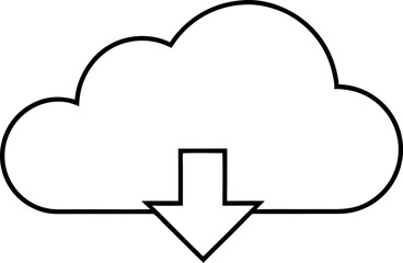 Cloud With Download Arrow Line Art Vector Illustration