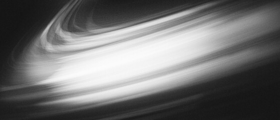 Abstract black and white swirl dynamic swirling motion with high contrast grainy noise texture, curved light streak. cinematic poster, editorial layout, music visual, retro digital design background.