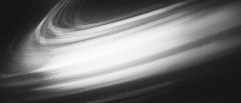 Abstract black and white swirl dynamic swirling motion with high contrast grainy noise texture, curved light streak. cinematic poster, editorial layout, music visual, retro digital design background.
