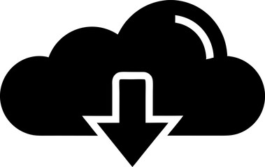 Cloud With Download Arrow Silhouette Vector Illustration
