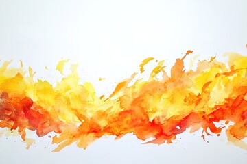 Vibrant watercolor paints create a beautiful gradient of warm yellow and red tones on paper