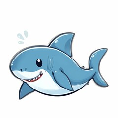 Naklejka premium cute shark cartoon clip art with smile, isolated white background illustration