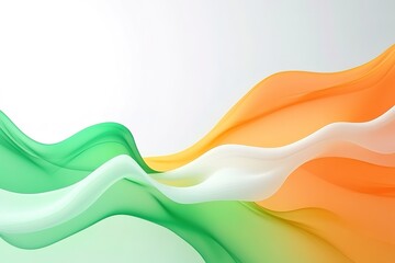 Wavy tricolor blend features green, white, and saffron layers over a transparent backdrop