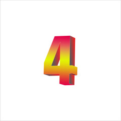 3D Number four in Gradient Colors