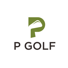 Modern Minimalist Letter P with Golf Club Swing Logo for Company