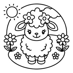 Adorable Cute Sheep Coloring Pages – Fun, Relaxing and Whimsical Sheep Designs for Kids and Adults, Printable PDF, Fluffy Farm Animals, Kawaii Lamb Art