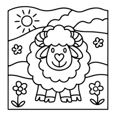 Adorable Cute Sheep Coloring Pages – Fun, Relaxing and Whimsical Sheep Designs for Kids and Adults, Printable PDF, Fluffy Farm Animals, Kawaii Lamb Art