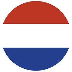 Fototapeta premium Round Netherlands flag in circle, shape. Netherlands flag button.