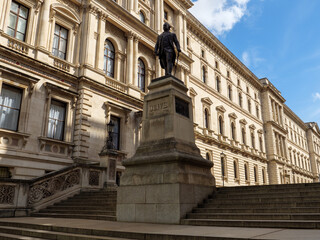 Historic statue of Robert Clive of India outside the Foreign, Commonwealth and Development Office...