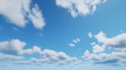Fototapeta premium Beautiful blue sky with fluffy white clouds