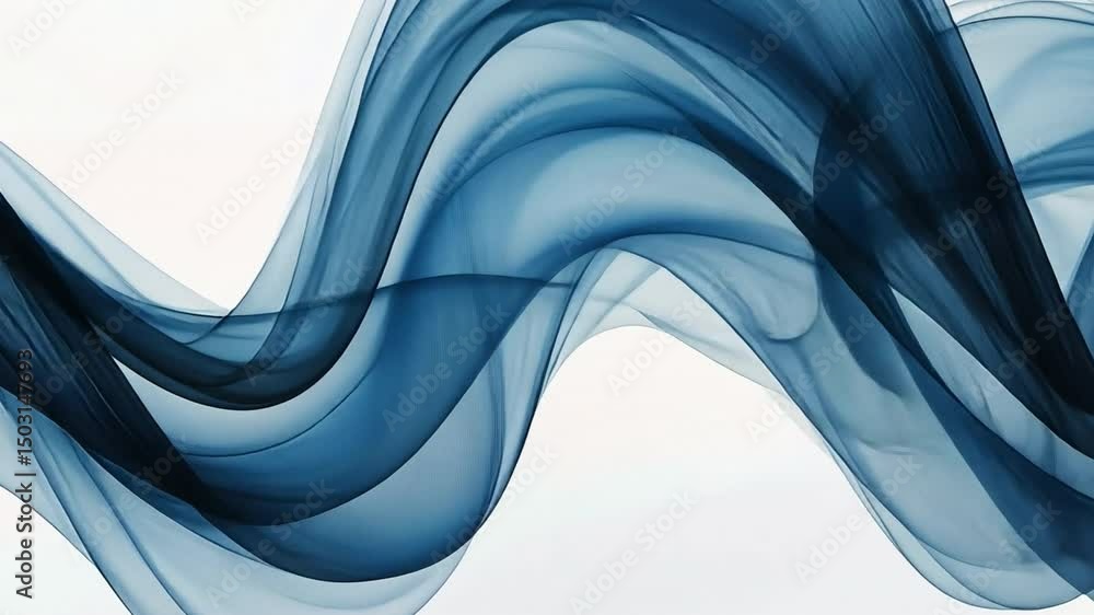 Poster beautiful abstract design of flowing blue waves with soft curves and gradients, evoking sense of mov