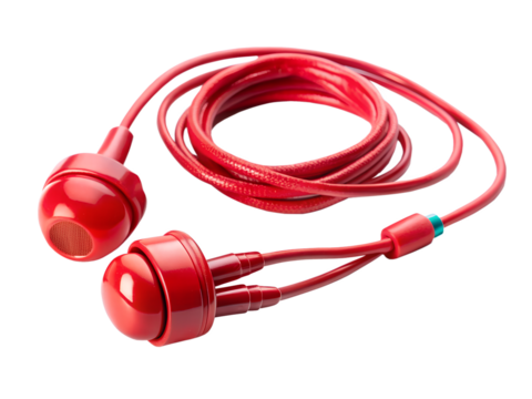 red audio cable isolated on white background. PNG Transparent file type with high definition quality And vibrant color grading Available.