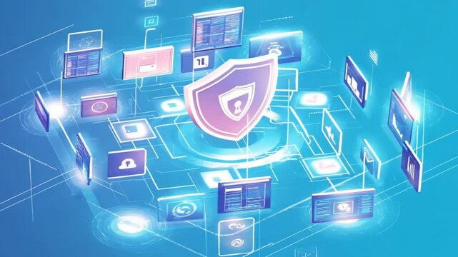 Animation video Modern mobile phone with social media icons on an abstract technology background showcasing global network communication. - Powered by Adobe