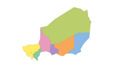 Multicolor Map of Niger with Regions