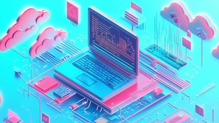 Animation video Global social network connects laptop users to a computer network concept with a world map interface. - Powered by Adobe