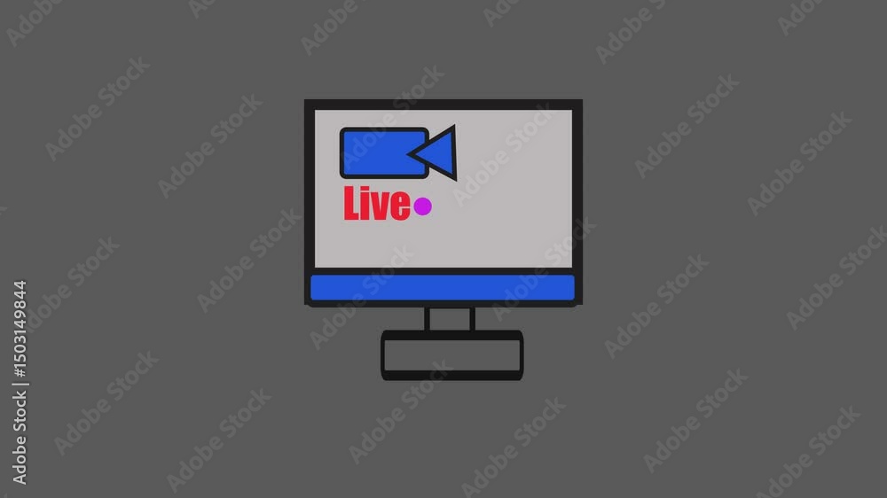 Poster animated of live streaming broadcasting icon in alpha channel transparent hd video motion graphic an