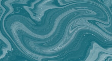 Obraz premium Serene Ocean Depths: Fluid Abstract Marble Texture in Swirling Teal Tones