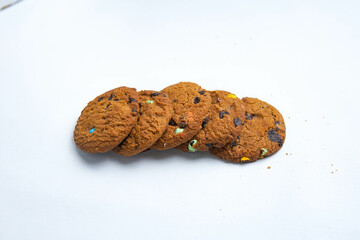 Chocolate Chip Cookies: An inviting arrangement of freshly baked chocolate chip cookie features...
