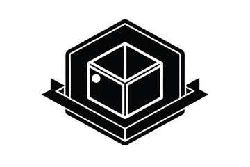 Abstract black cube geometric hexagon logo design
