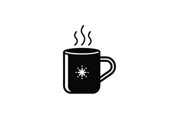 Hot beverage in winter mug snowflake design cozy drink