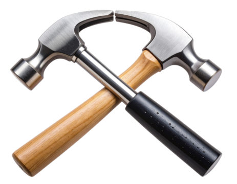  - “Claw Hammer with Wooden Handle for Carpentry and Repair Work, Isolated on Transparent Background”.