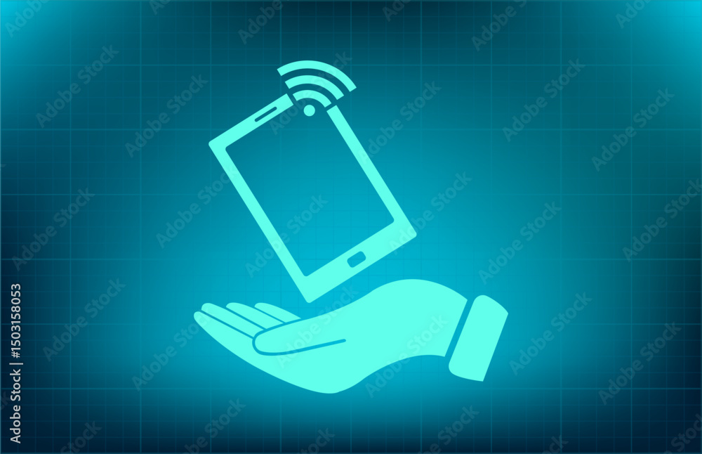 Aufkleber vector icon on a blue background with a gradient