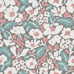 Vector floral illustration seamless repeat pattern