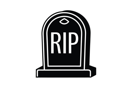 Black and white tombstone icon rip rest in peace halloween