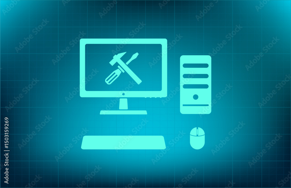 Poster vector icon on a blue background with a gradient