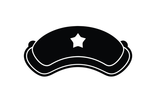 recommend clip art: Simple black and white starred sleep mask icon design