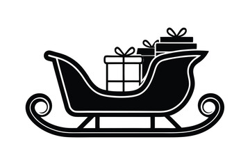 Santa claus sleigh filled with christmas presents