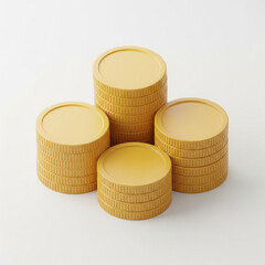 Stack of Gold Coins 3D Illustration on White