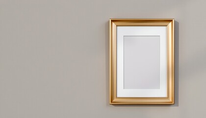create a polished gold picture frame in a minimalist style using a modern gray and white color scheme, the frame should have smooth edges, an open design, and sleek elegance
