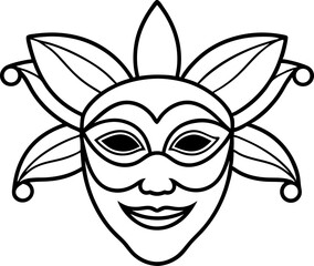 Venetian Mask Line Art Vector Illustration