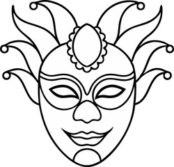 Venetian Mask Line Art Vector Illustration