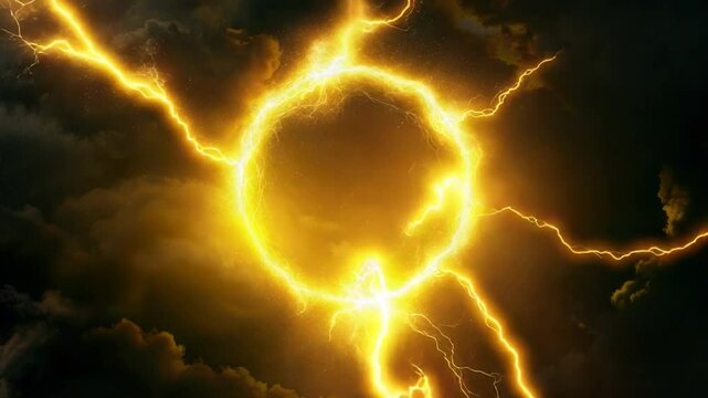 Intense Thunderstorm with Bright Lightning Strikes and Dark Clouds in Dramatic Sky 4k video footage