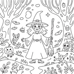 Halloween Witch Coloring Pages for Kids