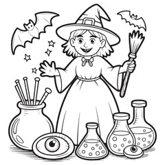 Halloween Witch Coloring Pages for Kids