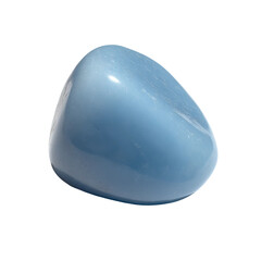 A beautiful blue gemstone captured under the sunlight. The stone has a smooth surface and appears to be naturally formed. It's a perfect depiction of a polished precious stone, reflecting light