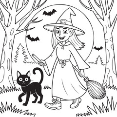 Halloween Witch Coloring Pages for Kids