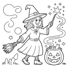 Halloween Witch Coloring Pages for Kids