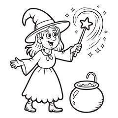 Halloween Witch Coloring Pages for Kids