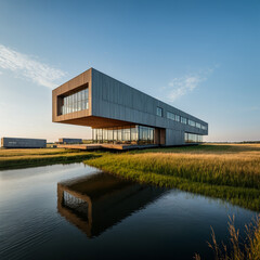 Obraz premium modern building on the river