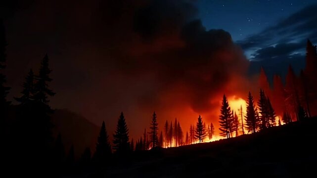 Forest Fire Darkening Alaskan Night Skies