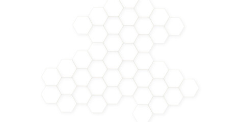Abstract white hexagon concept background. Seamless pattern with hexagon. Hexagonal white hexagons honeycomb wallpaper. Abstract white lines background.	