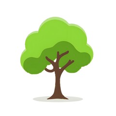 Vibrant Green Tree with Lush Foliage and Rich Bark Texture