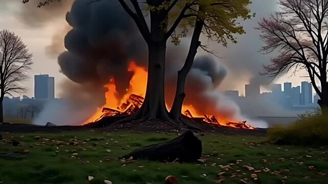 City Park Forest Burning in Spring